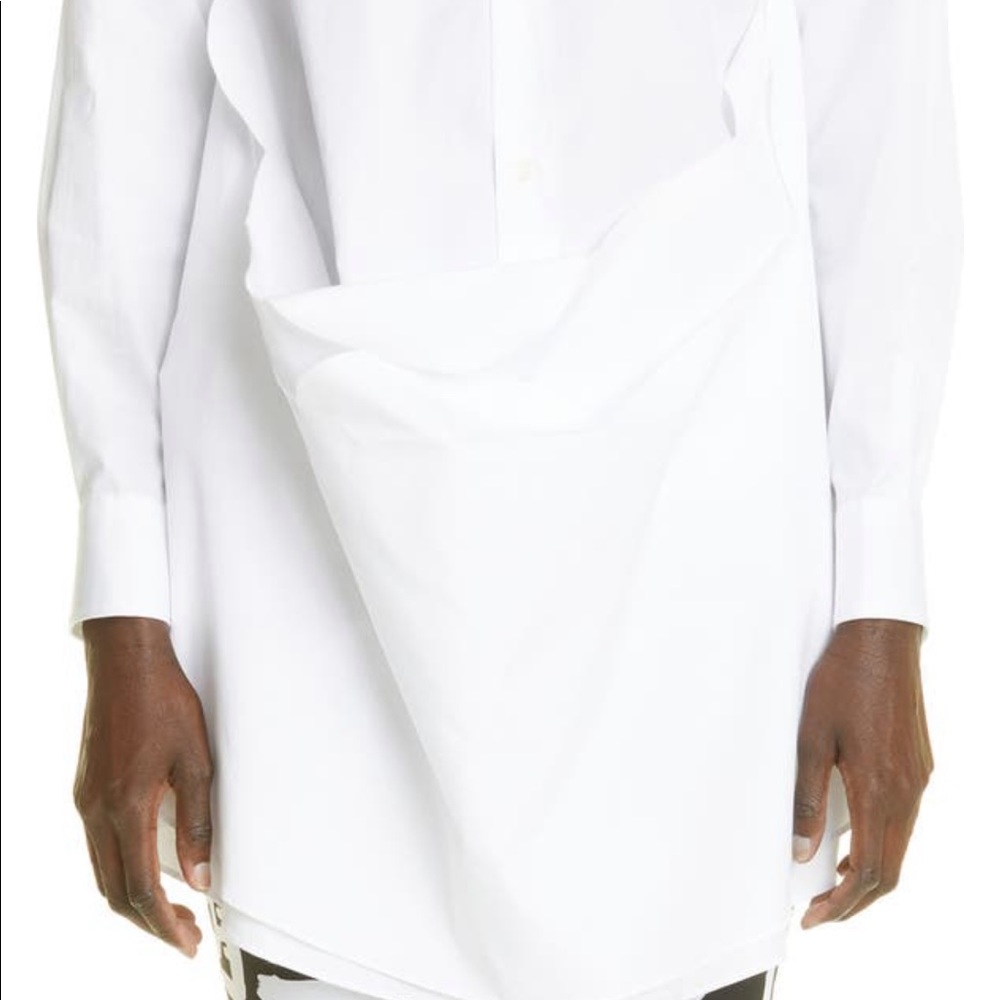 Comme Des Garçon cotton LS Ruffle Back Button Up - Picture 2 of 7